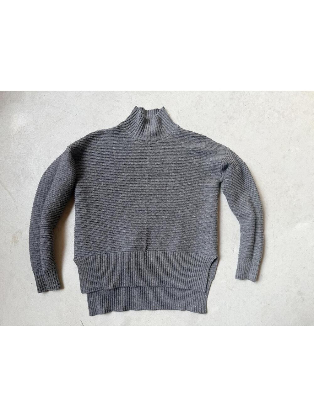 Sweet Romeo Women’s XS Gray Ribbed Knit Mock Neck High-Low Hem Sweater